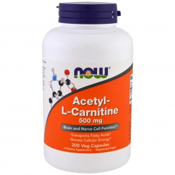 Ацетил-L-Карнитин NOW FOODS Acetyl-L-Carnitine 500 мг 200 вегетарианских капсул