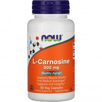 Аминокислота NOW FOODS L-CARNOSINE, 500 мг - 50 капсул