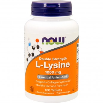 Аминокислота NOW FOODS L-LYSINE, 1000 мг, 100 таблеток