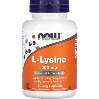 Аминокислота NOW FOODS L-LYSINE, 500мг, 250 капсул