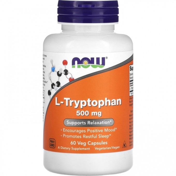 Аминокислота NOW FOODS L-TRYPTOPHAN, 500 мг, 60 капсул NS*0166