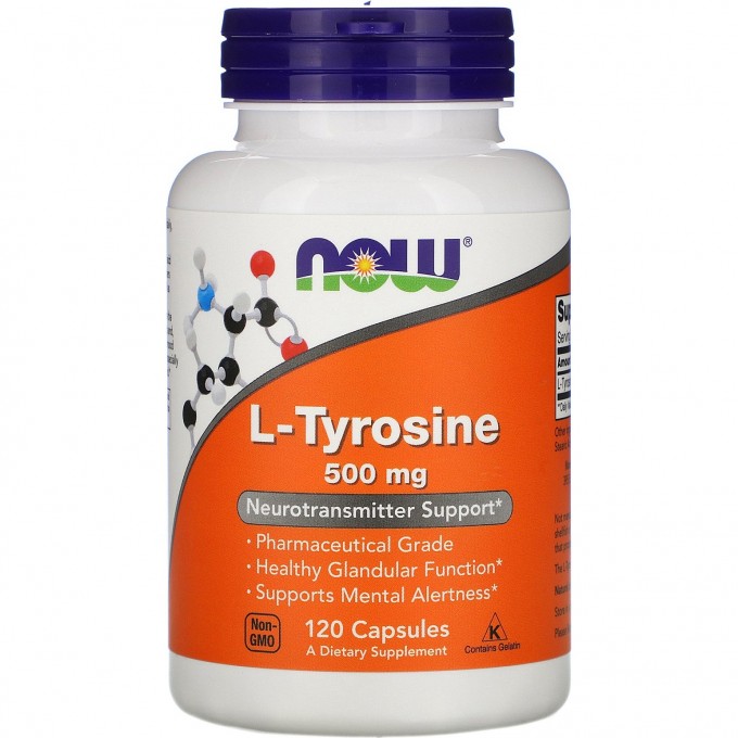 Аминокислота NOW FOODS L-TYROSINE, 500 мг, 120 капсул NS7109