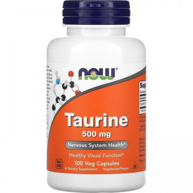 Аминокислота NOW Taurine, 500 мг - 100 капсул NS0140