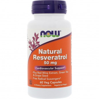 Антиоксидант NOW Resveratrol Natural, 50 мг - 60 капсул