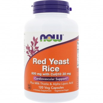 БАДы витаминсодержащие NOW FOODS Red Yeast Rice 600 мг + Q10 30 мг, 120 капсул