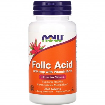 Биологически активная добавка NOW FOODS FOLIC ACID (Фолиевая кислота), 800 мкг - 250 таблеток