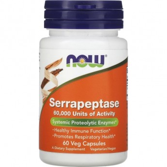 Энзимы NOW FOODS Serrapeptase, 60 капсул