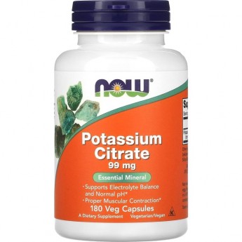 Калий NOW FOODS POTASSIUM CITRATE, 99 мг, 180 капсул