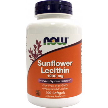 Лецитин NOW FOODS LECITHIN SUNFLOWER, 1200 мг, 100 капсул