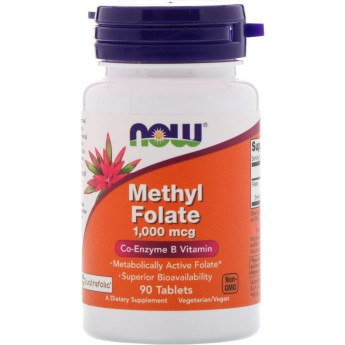 Метил Фолат NOW FOODS METHYL FOLATE, 1000 мкг, 90 таблеток