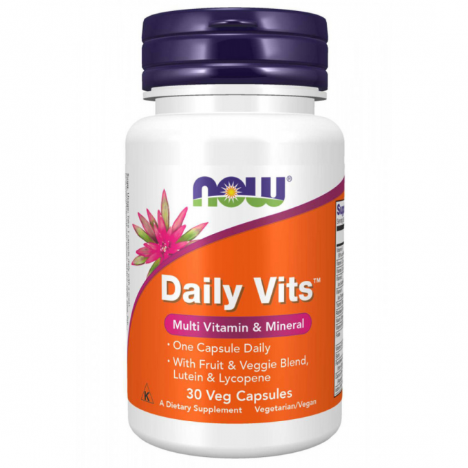 Мультивитамины NOW FOODS NOW, DAILY VITS WITH FRUIT & VEGGIE BLEND, LUTEIN AND LYCOPENE 30 капсул NS26186 Мультивитамины NOW FOODS NOW, DAILY VITS WITH FRUIT & VEGGIE BLEND, LUTEIN AND LYCOPENE 30 капсул NS26186