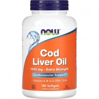 Омега NOW Cod Liver Oil, Масло печени трески - 180 капсул