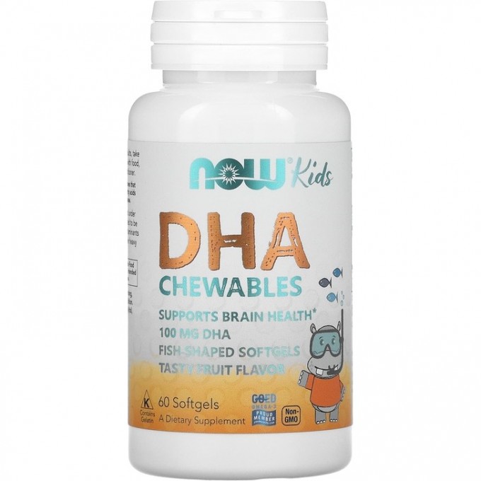 Рыбий жир для детей NOW FOODS DHA, 100 мг - 60 капсул NS29516 Рыбий жир для детей NOW FOODS DHA, 100 мг - 60 капсул NS29516