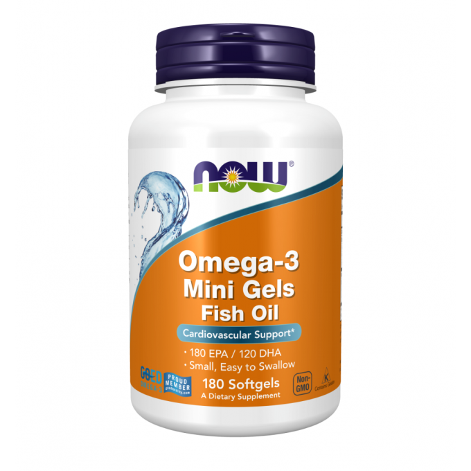 Рыбий жир NOW FOODS OMEGA-3 MINI GELS, 180 мини капсул NS26200 Рыбий жир NOW FOODS OMEGA-3 MINI GELS, 180 мини капсул NS26200
