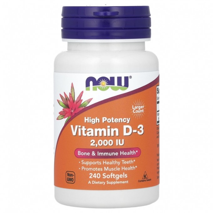 Витамин NOW FOODS VITAMIN D-3 2,000 IU, High Potency, 240 капсул NS26210 Витамин NOW FOODS VITAMIN D-3 2,000 IU, High Potency, 240 капсул NS26210