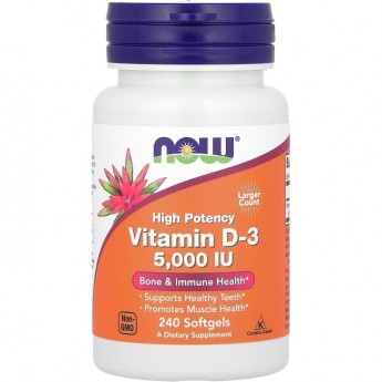 Витамин NOW FOODS VITAMIN D-3 5000 IU, 240 капсул